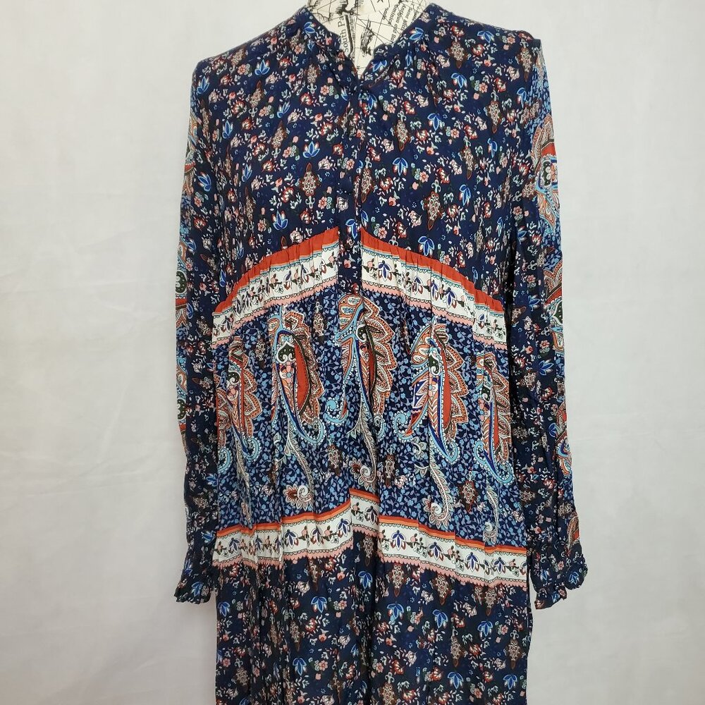 Umgee Long Sleeve Floral & Paisley Print Woven Dress - Large
